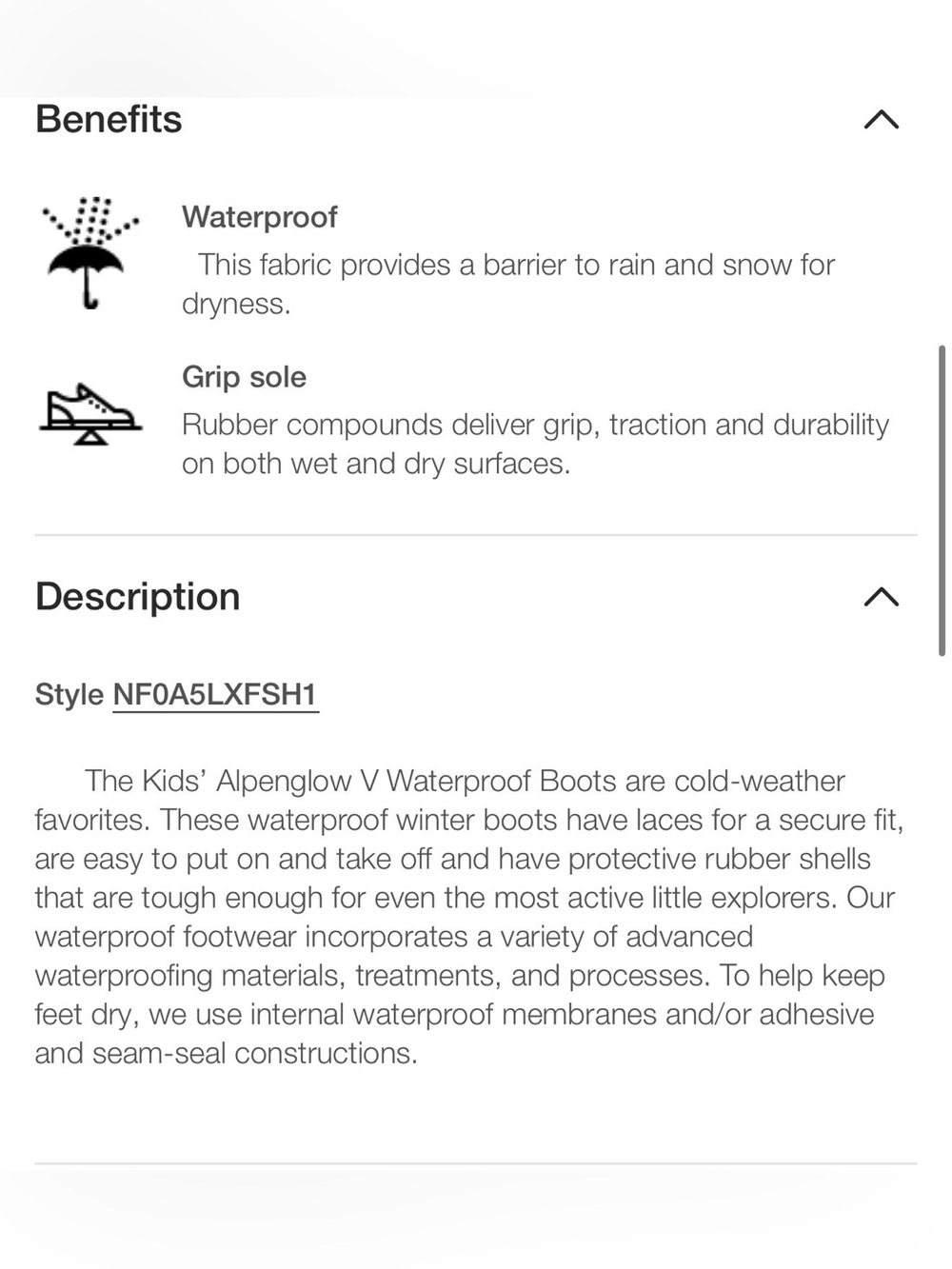 The North Face Youth Alpenglow V Waterproof Black and Grey Winter Boots - Picture 10 of 13
